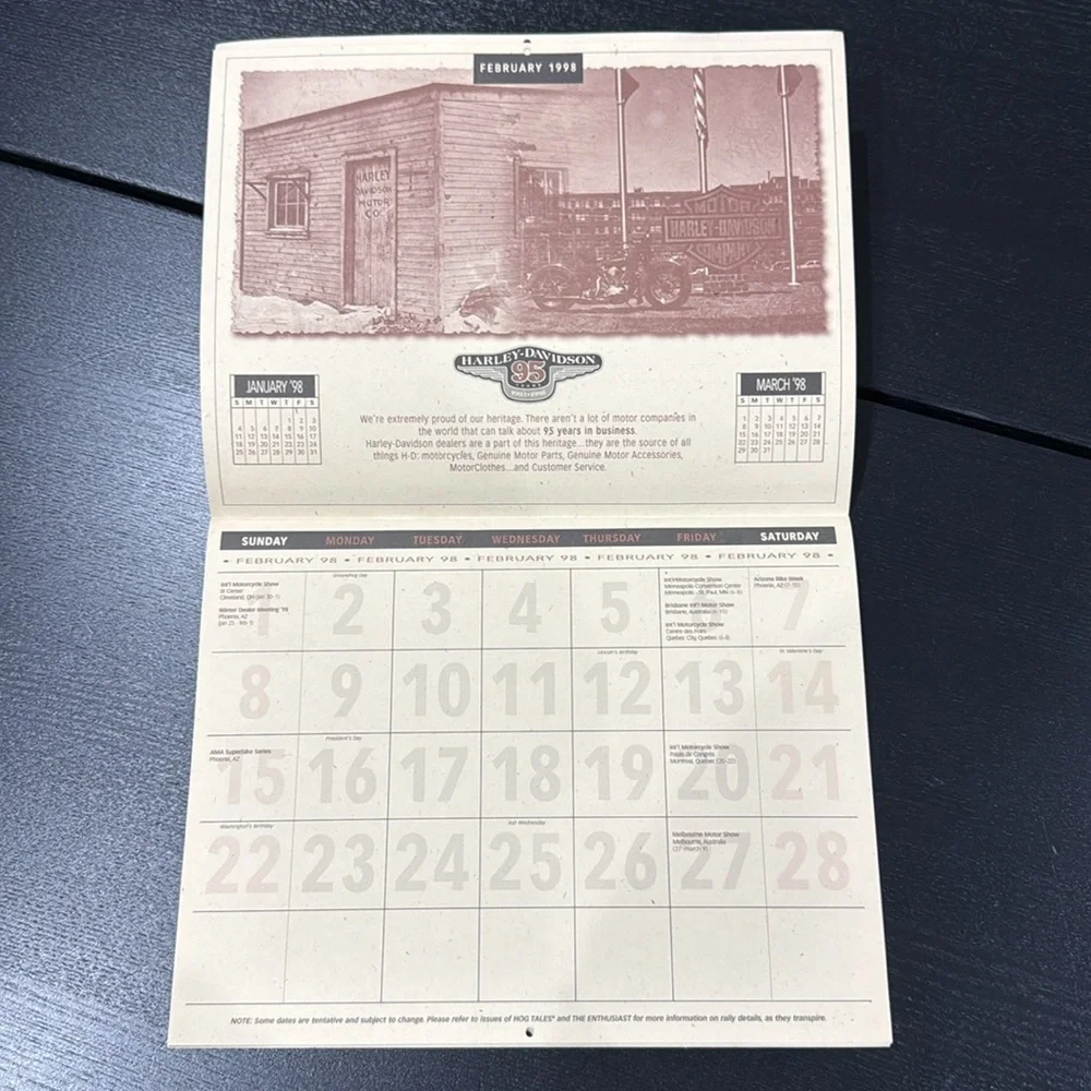 Harley-Davidson 95th Anniversary Calendar with Event Schedule